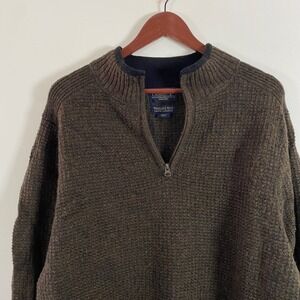 Vintage Pendleton Washable Wool Quarter Zip Sweater Brown Waffle Knit Mens Large